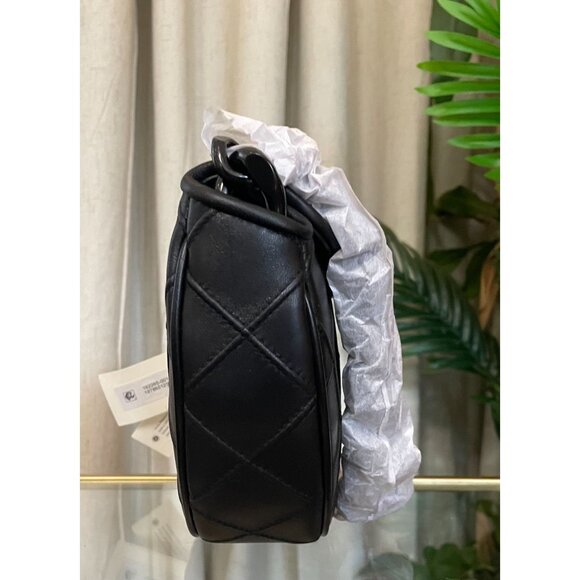 ✺ NWT!  Authentic Tory Burch Black Leather Cresent Fleming Handbag - Picture 12 of 14
